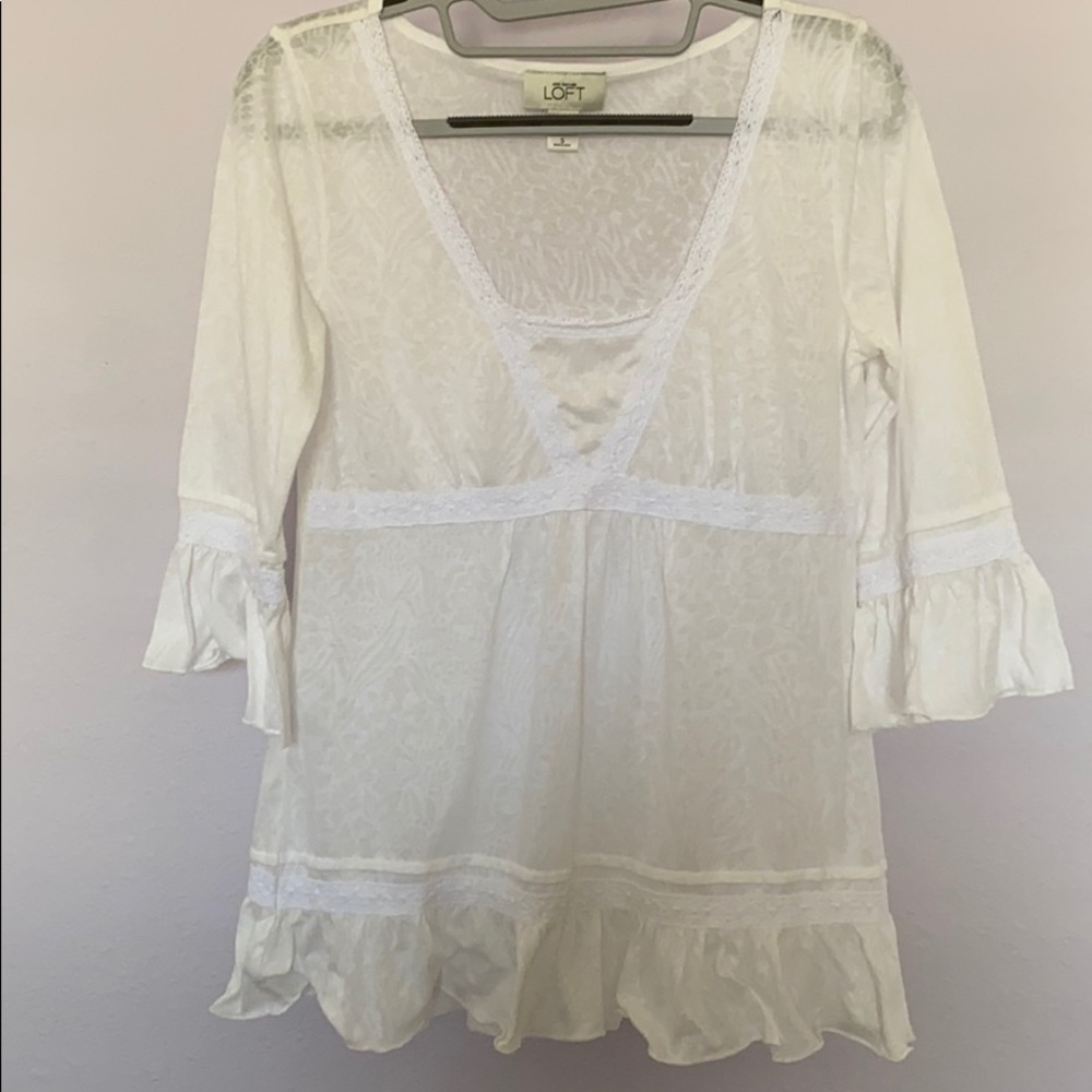 Ann Taylor loft Boho Ruffles Lace Babydoll S